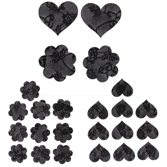 New Fashion Hot Sale 1 Pairs Popular Black Lace Heart Nipple Covers Pasties Adhesive Stickers Invisible Bra Breast Petals