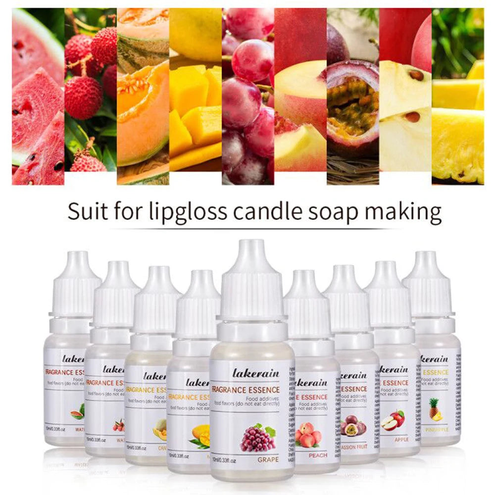 1 PC Pure Fruit Fragrance Oil Diffuser Essential Oils 10ml Natural Coconut Strawberry Flavoring Oil for DIY Lipgloss Soap Making