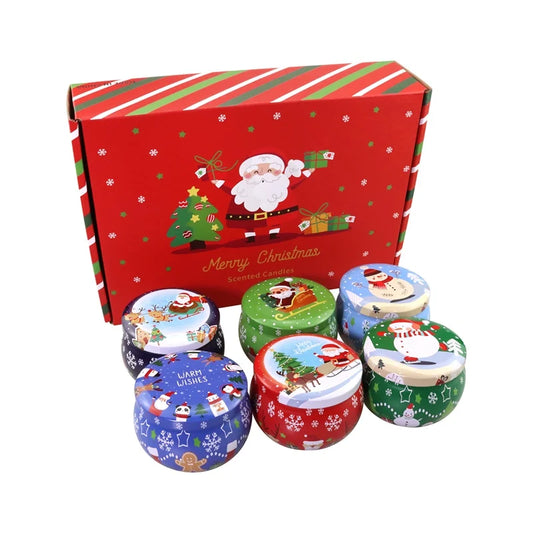 4Pcs Christmas Metal Tin Jars Coffee Tea Spice Candy Jewelry Storage Case Candle Making Containers Decorations Boxes 4.4OZ