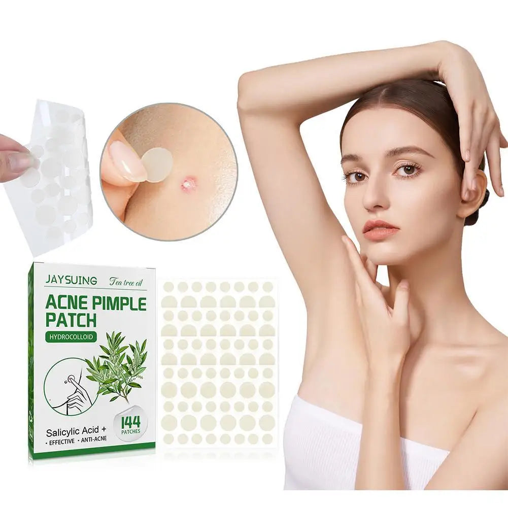 144Pcs/set Acne Pimple Patches Translucent Matte Hydrocolloid Salicylic Acid Tea Tree Oil For Inflamed Acne Improve Whiteheads