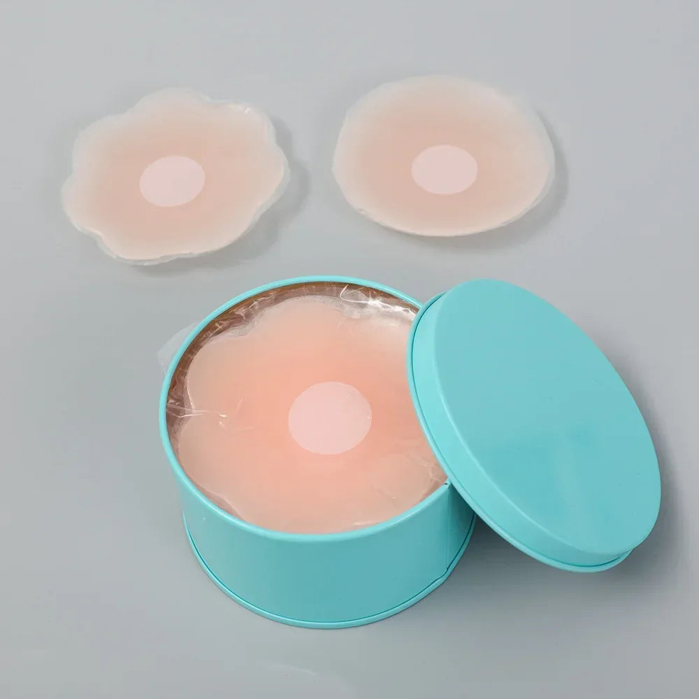 2/12pcs Invisible Chest Patch with Box Women Self Adhesive Paste Bra Lingerie Silicone Sticker Lift Up Reusable Nipple Cover Pad