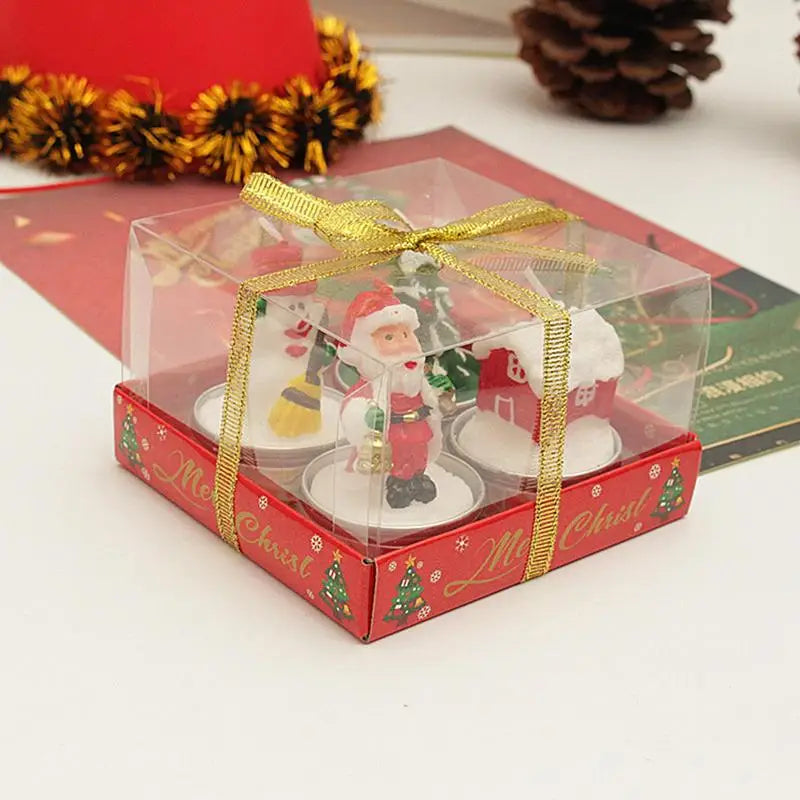 4pcs Christmas Candles Santa Claus Snowmen Tin Cans Candle Christmas Decorations for Home Mini Candles Navidad New Year Gifts