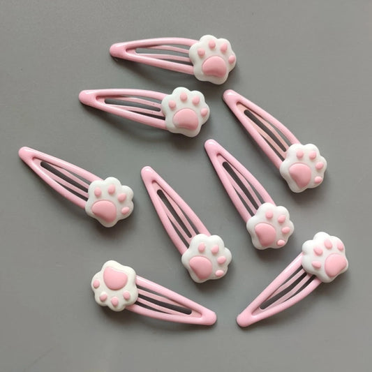 Metal Snap Cartoon Cat Paw Shape Hair Clip New Year Headwear for Woman Birthday Party Carnivals Theme Non-slip Hairpin