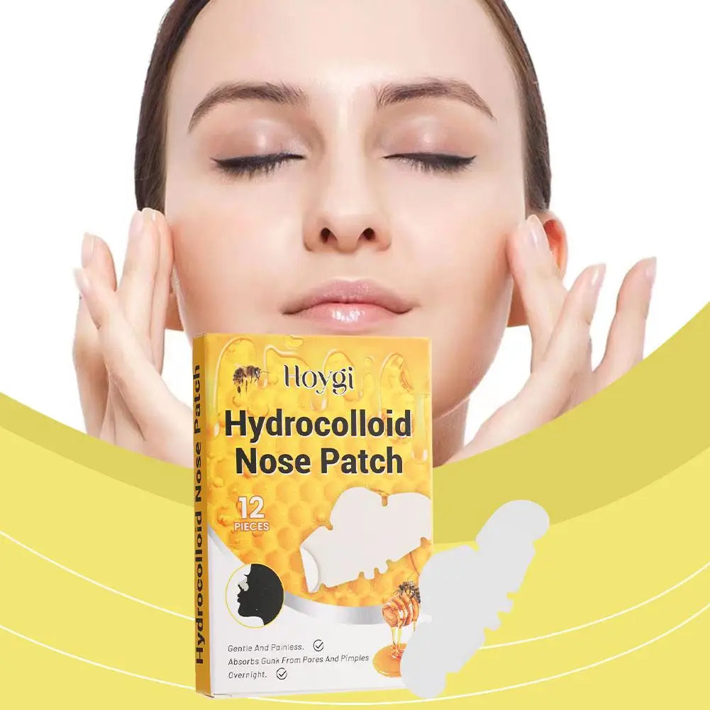 Hydrocolloid Nose Patches 12 Pcs Pimple Absorbing Cover Hydrocolloid Patches For Nose Blackheads Pimples Removal Pores Firming