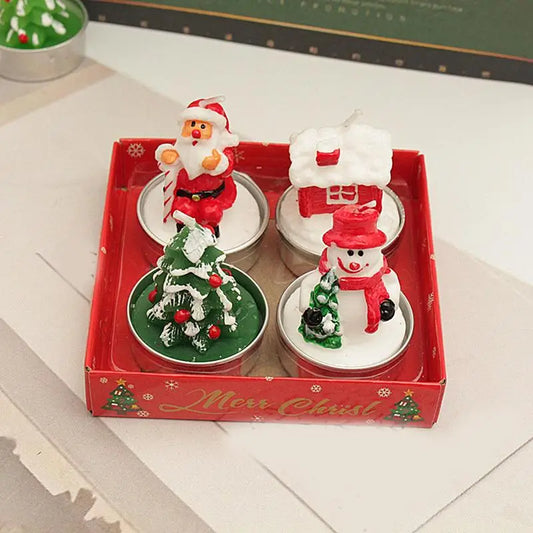 4pcs Christmas Candles Santa Claus Snowmen Tin Cans Candle Christmas Decorations for Home Mini Candles Navidad New Year Gifts