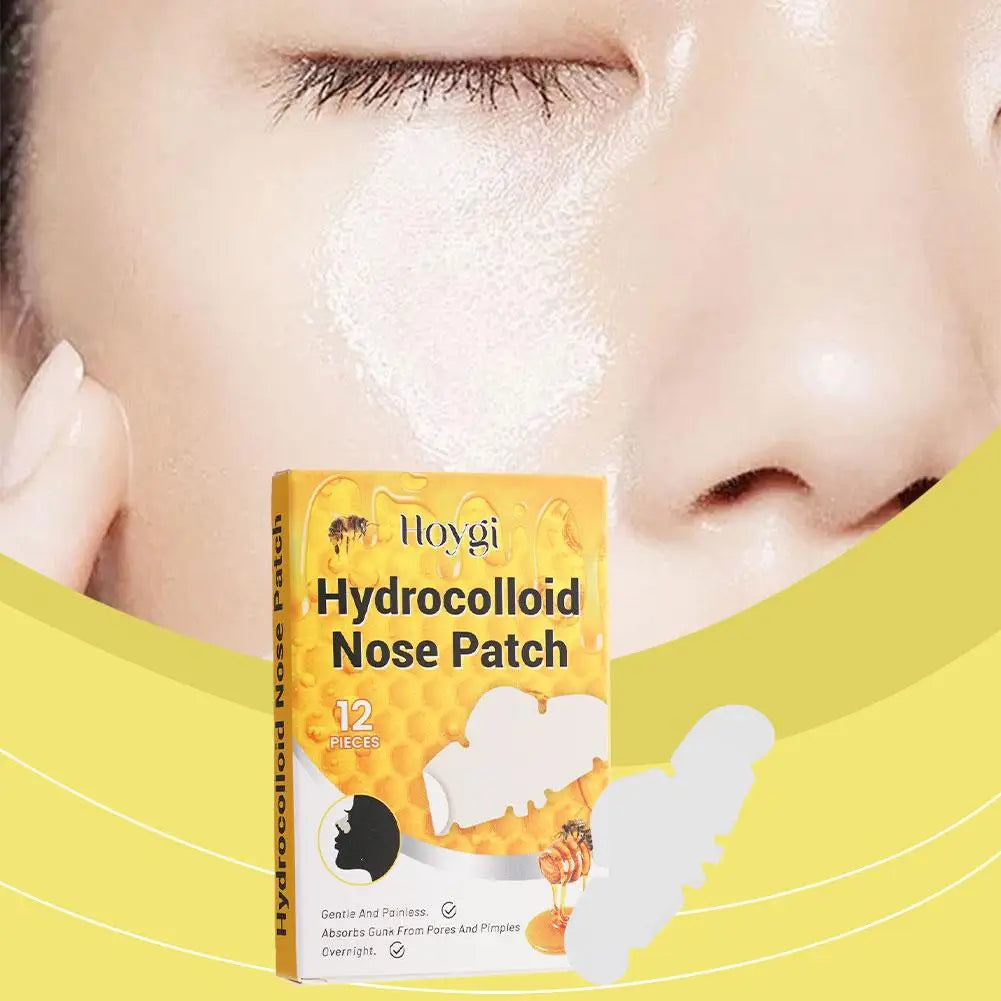 Hydrocolloid Nose Patches 12 Pcs Pimple Absorbing Cover Hydrocolloid Patches For Nose Blackheads Pimples Removal Pores Firming