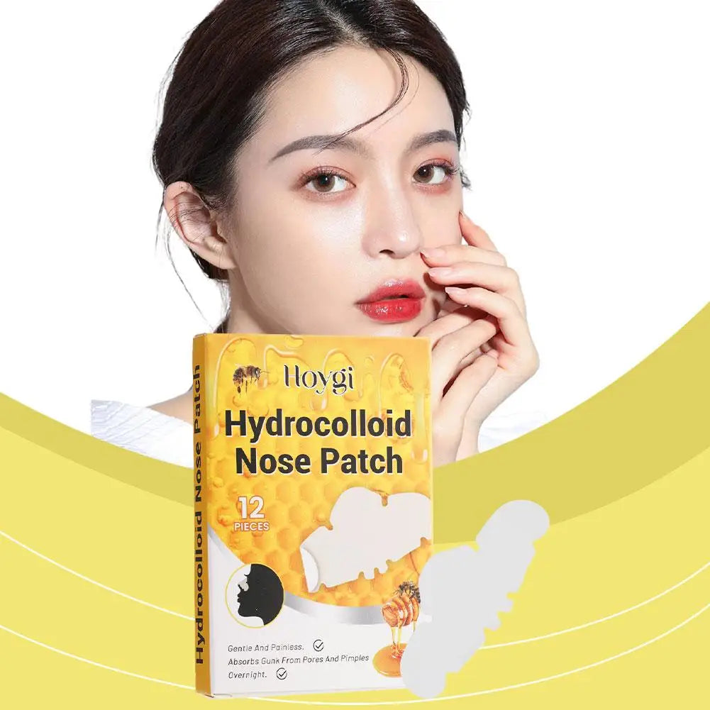 Hydrocolloid Nose Patches 12 Pcs Pimple Absorbing Cover Hydrocolloid Patches For Nose Blackheads Pimples Removal Pores Firming